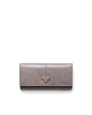 Prada Large Leather Wallet - Gray
