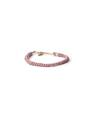 Prada Braided Nappa Leather Bracelet With Metal Ornament - White