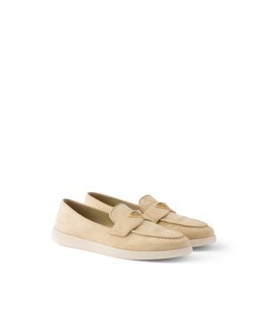 Prada Suede Leather Loafers - White