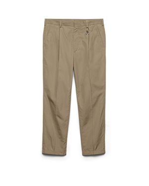 Prada Cotton Trousers With Key Ring - Natural