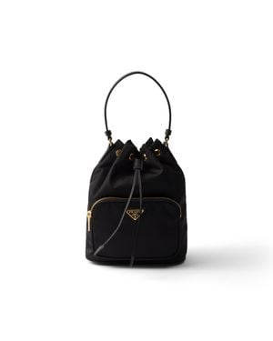Prada Duet Bucket Bag Aus Re-Nylon, Damen - Schwarz