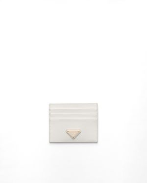 Prada Saffiano Leather Card Holder - White