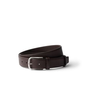 Prada Saffiano Leather Belt, Coffee - Multicolour