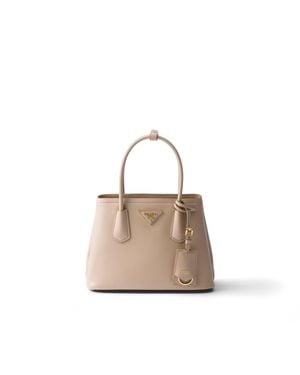 Prada Kleine Double Tasche Aus Saffiano-Leder, Damen - Weiß