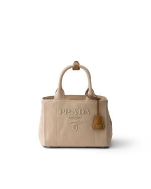 Prada Jardinière Small Cotton Canvas Bag, Cord - Natural