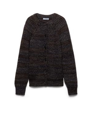 Prada Mouliné Wool Cardigan - Black