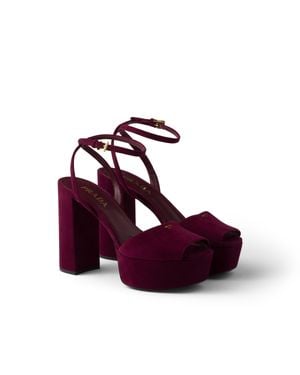 Prada Suede Platform Sandals, Burgundy, Size 37 - Purple