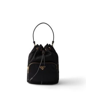 Prada Duet Bucket Bag Aus Re-Nylon, Damen - Schwarz