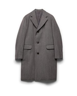 Prada Single-Breasted Wool Coat - Grey