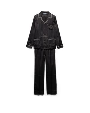 Prada Pyjama Aus Satin Im Vintage-Look, Damen, Größe - Schwarz