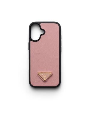 Prada Hülle Für Iphone 17 Aus Saffiano-Leder, Damen - Pink
