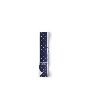 Prada Fine Écharpe En Sergé Imprimé, Femme - Bleu
