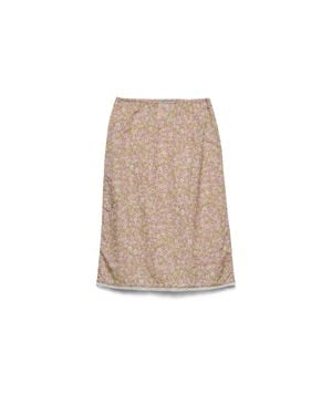 Prada Floral Print Re-Nylon Midi-Skirt, Alabaster - Natural