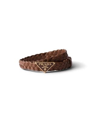 Prada Braided Leather Belt - Brown