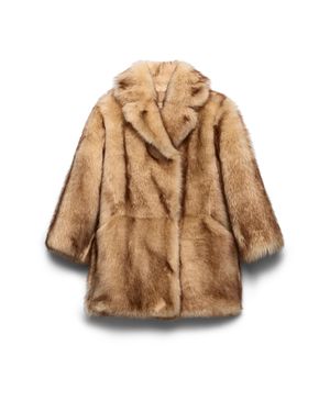 Prada Shearling Caban Jacket - Natural