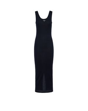 Prada Ribbed Knit Cotton Dress - Blue