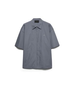 Prada Short-Sleeved Technical Cotton Shirt, Iron - Blue