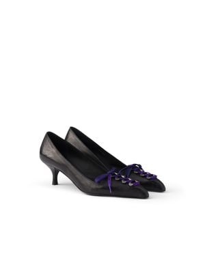 Prada Antiqued Leather Court Shoes, Size 36 - Blue