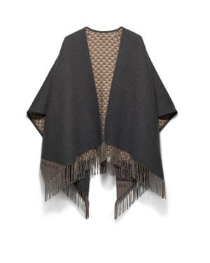 Prada Reversible Wool And Cashmere Poncho - Black