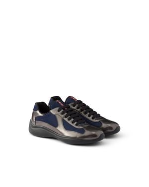 Prada America's Cup Sneaker Aus Metallic-Leder Und Bike-Gewebe, Herren, Größe 10,5 - Schwarz