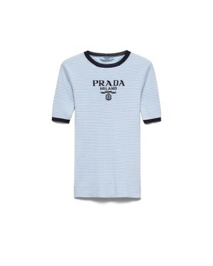 Prada Striped Silk Crew-Neck Jumper - Blue