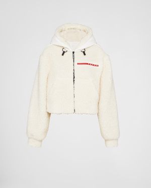 Prada Cropped Double Fleece Jacket - Natural