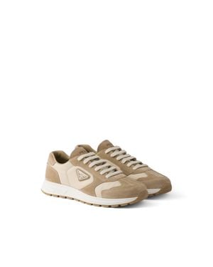 Prada Prax Suede And Re-Nylon Trainers - Natural