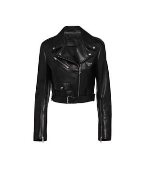 Prada Nappa Leather Biker Jacket - Black