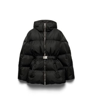 Prada Re-Nylon Hooded Down Jacket - Black