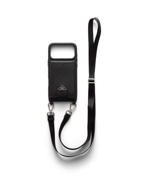 Prada Coque D'Iphone 17 Pro Max En Cuir Saffiano - Noir