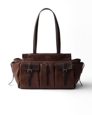 Prada Route Large Leather Tote Bag - Brown