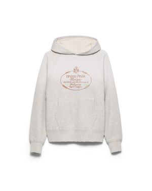 Prada Cotton Fleece Hoodie, Marble - White