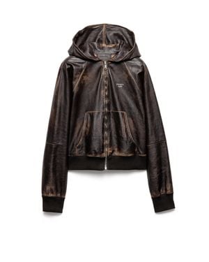 Prada Nappa Leather Hoodie Jacket - Black