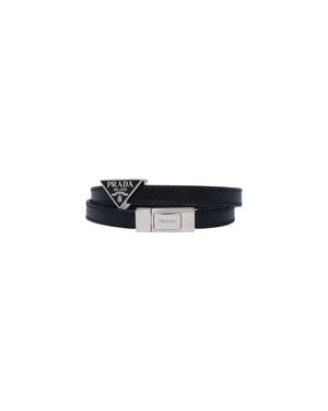 Prada Armband Aus Saffiano-leder - Schwarz