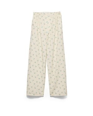 Prada Hose Aus Altem Canvas Mit Blumenprint, Damen, Größe - Weiß