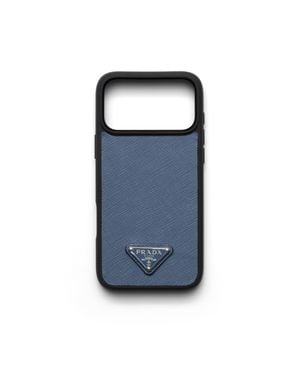 Prada Saffiano Leather Case For Iphone 17 Pro Max - Blue