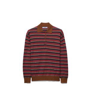 Prada Gestreifter Polo-Pullover Aus Kaschmir, Damen, Größe - Rot