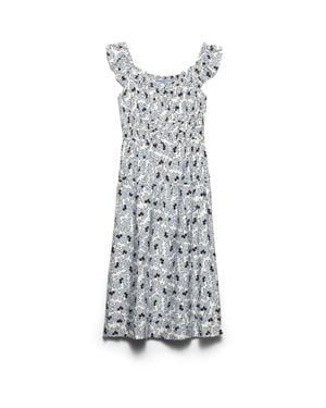 Prada Floral Print Pongé Dress Light - White