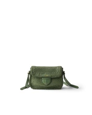 Prada Woven Leather Mini Shoulder Bag, Aquamarine - Green