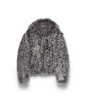 Prada Hooded Shearling Jacket, Marble - Gray
