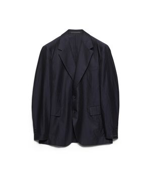 Prada Single-Breasted Cotton And Silk Jacket - Blue