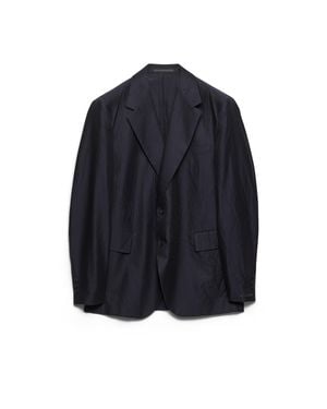 Prada Single-Breasted Cotton And Silk Jacket - Blue