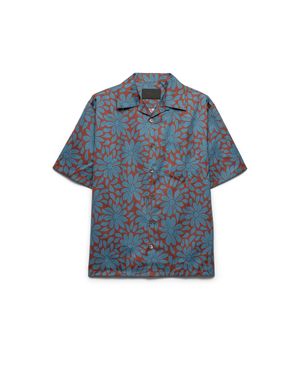 Prada Short-Sleeved Cotton Blend Shirt - Blue