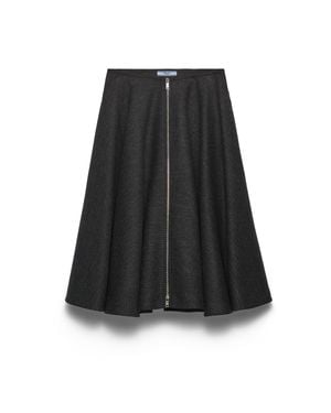 Prada Double Wool Midi-Skirt - Black
