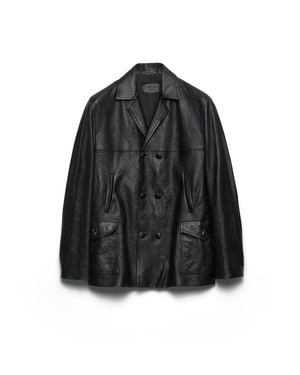 Prada Double-Breasted Nappa Leather Caban Jacket - Black