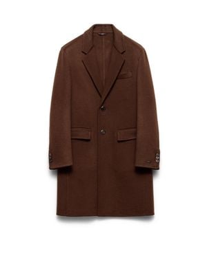 Prada Single-Breasted Cashmere Coat - Brown