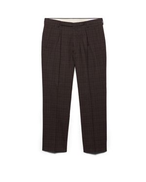 Prada Prince Of Wales Check Wool Trousers - Grey