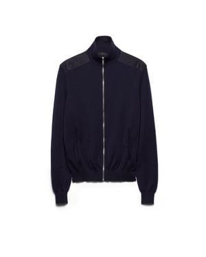 Prada Cashmere Zipper Cardigan - Blue