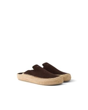 Prada Suede Mules, Dark - Brown