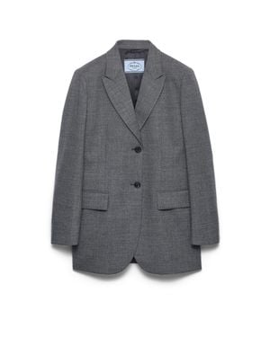 Prada Einreihige Jacke Aus Mélange-Hopsack, Damen, Größe - Grau